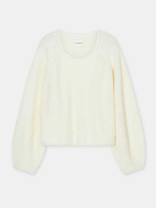 W knit crew neck pullover whipped S