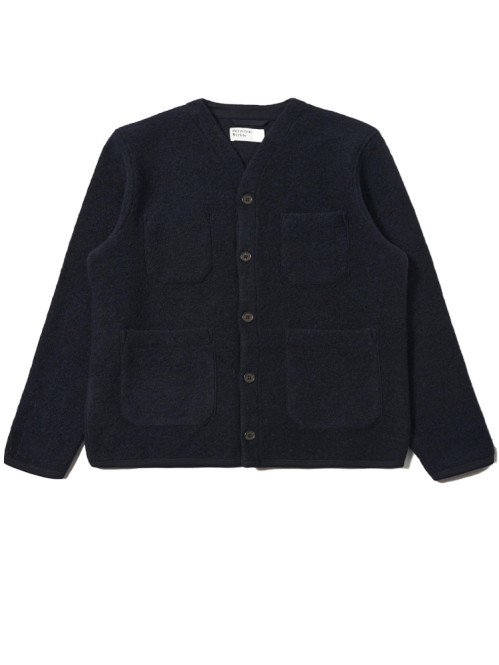 Cardigan wool fleece navy 