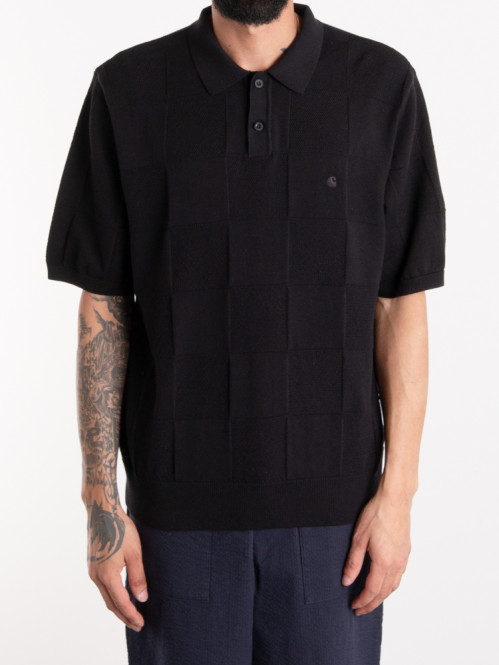 SS checker polo shirt black 