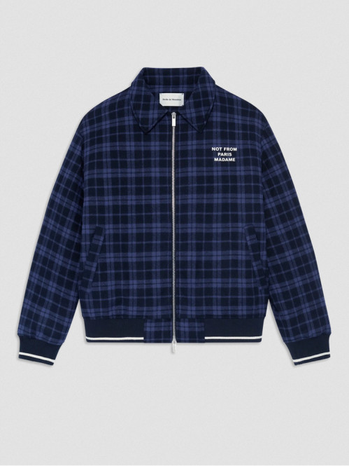 Check flannel jacket with slogan navy 