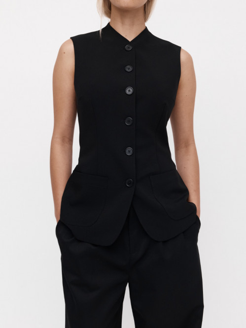 SS collarless blazer black 