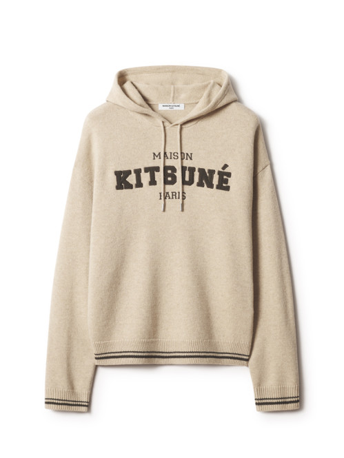 College knit wool hoodie dusty beige 