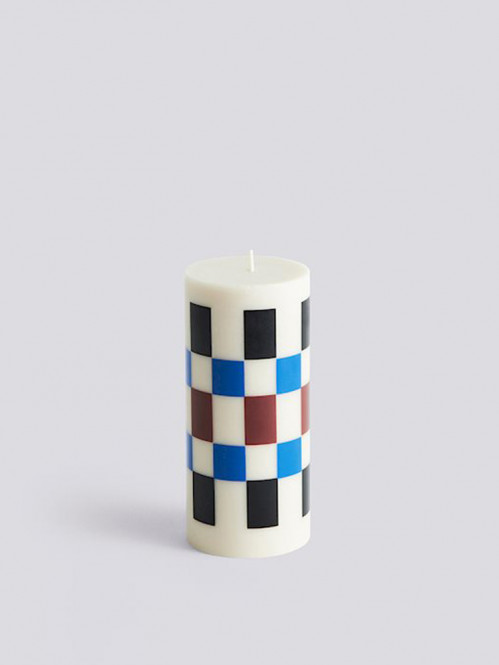 Column candle s off white brown blue 