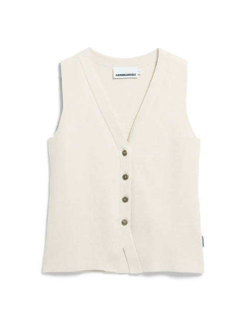 Compact buttoned knit vest oatmilk 