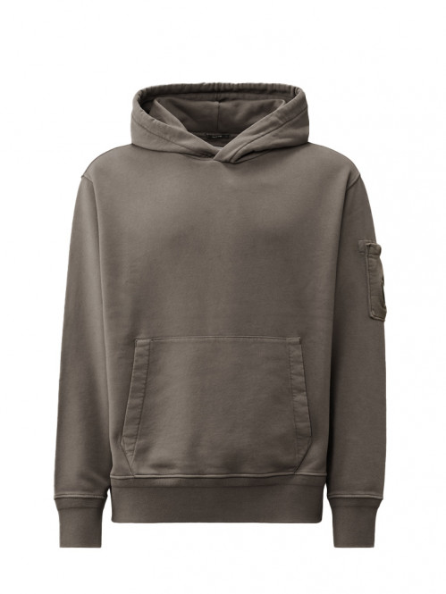 Cotton diagonal fleece hoodie smoked pea 