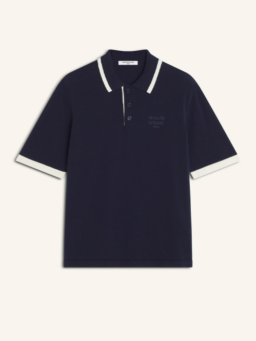 Cotton knitted comfort polo shirt navy 