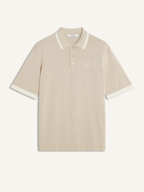 Cotton knitted comfort polo shirt r almond 