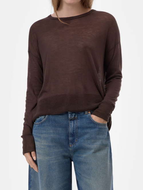 Crew neck long sleeve mahagony 