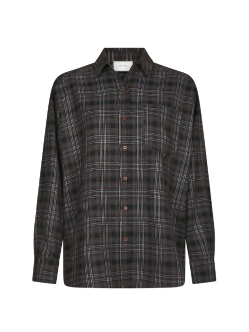 Dalma flannel check shirt warm grey 