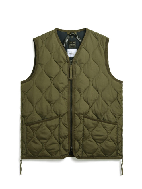 Military zip v neck vest dark olive 