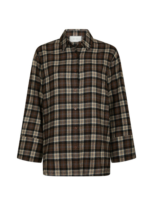 Dita flannel check shirt dk taupe 
