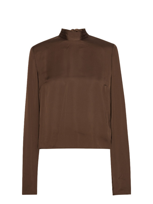 Satin drapy back top chicory coffee 