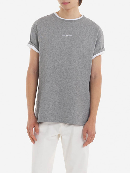 Maison KitsunéEmbroidered relaxed t-shirt grey mel