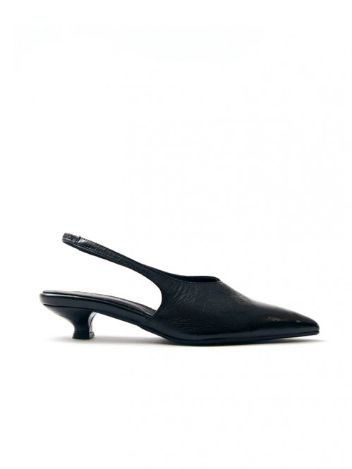 Eros slingback mules black leather 