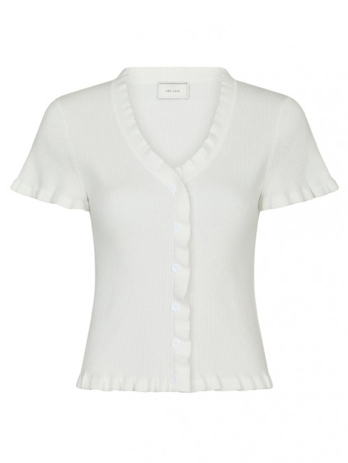 Esla frill knit tee off white 