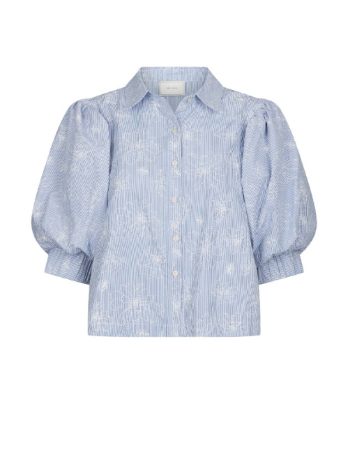 Etta flower stripe shirt light blue 