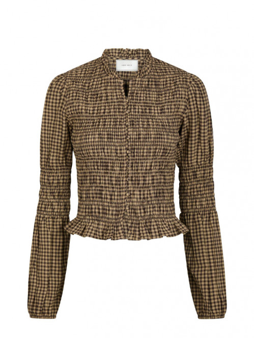 Falka check blouse brown L