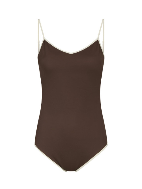 Felice solid contrast swimsuit dark brown 
