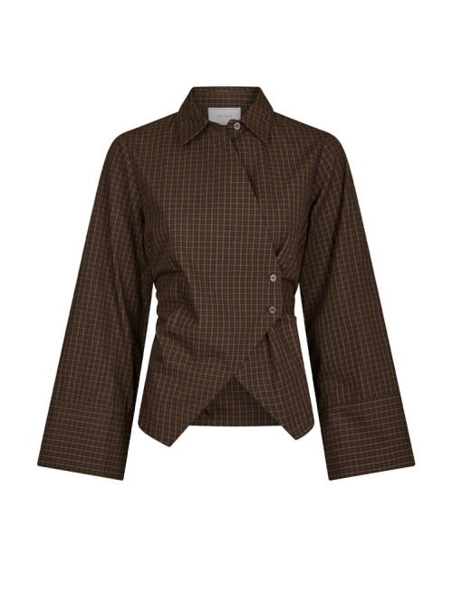 Fenli small check shirt aubergine 