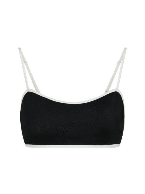 Fia solid contrast bikini top black white 