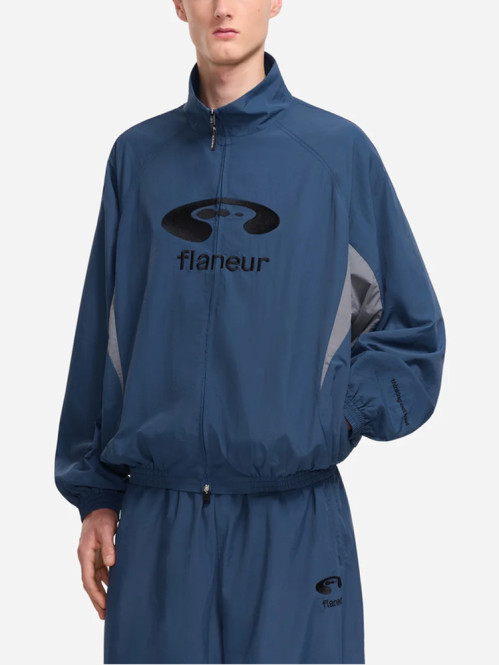 Flaneur music paneled track jacket navy 