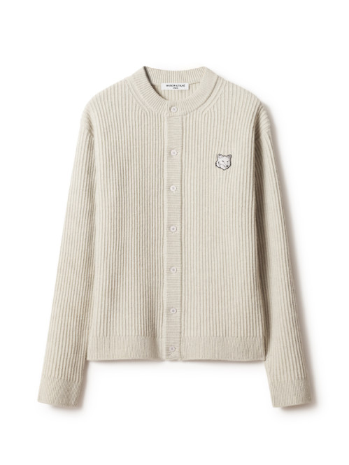 Fox head ribbed cardigan lt grey 