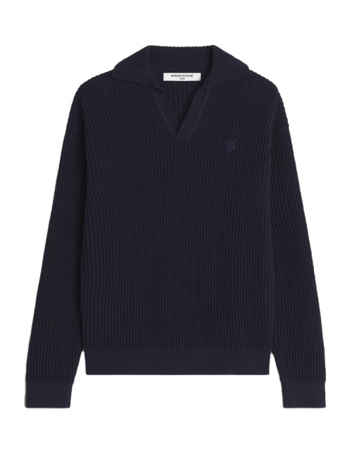 Fox head ripped polo jumper navy 