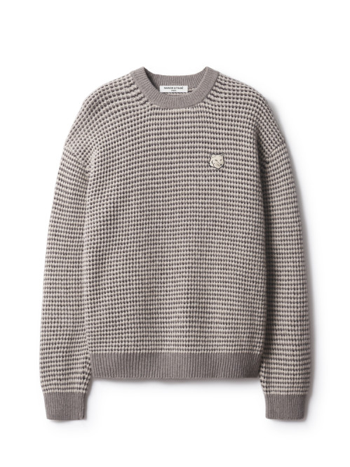 Fox head waffle stitch knit moon beige 