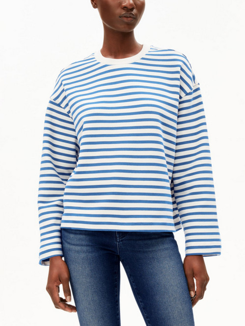 Frankaa maarlen stripe sweatshirt unddyed dk morning 