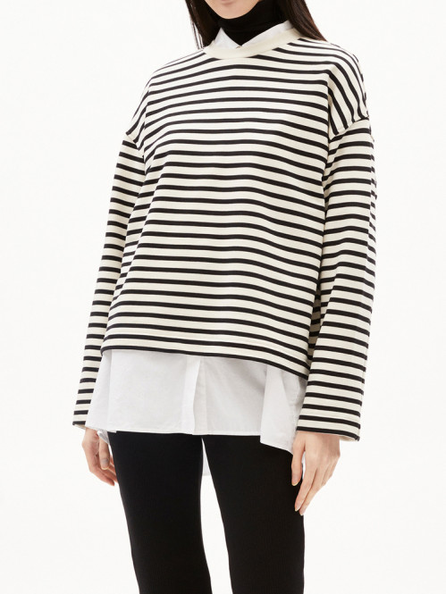 Frankaa stripe sweatshirt undyed black 