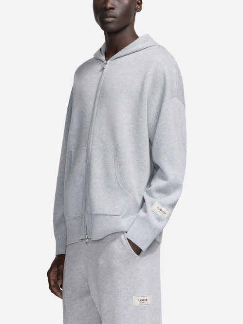 Atelier knit zip up hoodie heather grey 