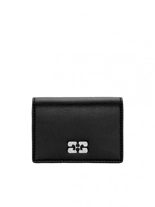 Ganni bou flap card holder black 