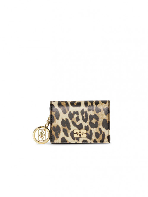 Bou card holder with flap leopard 