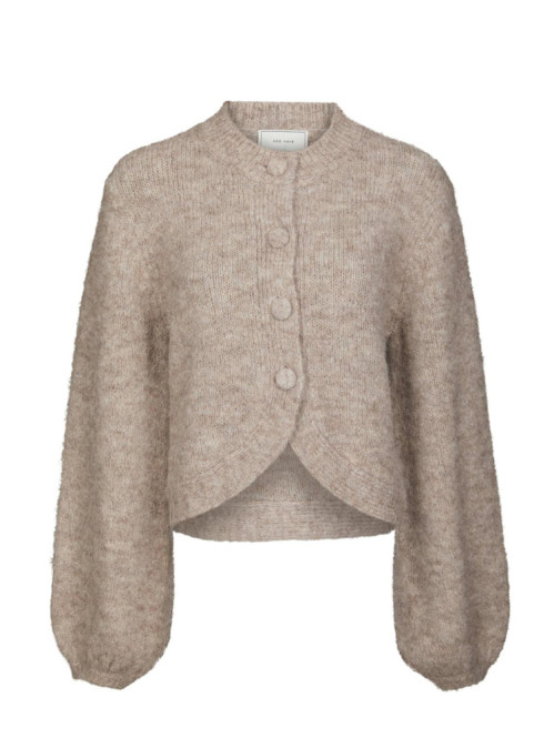 Gio fluffy knit cardigan beige mel 