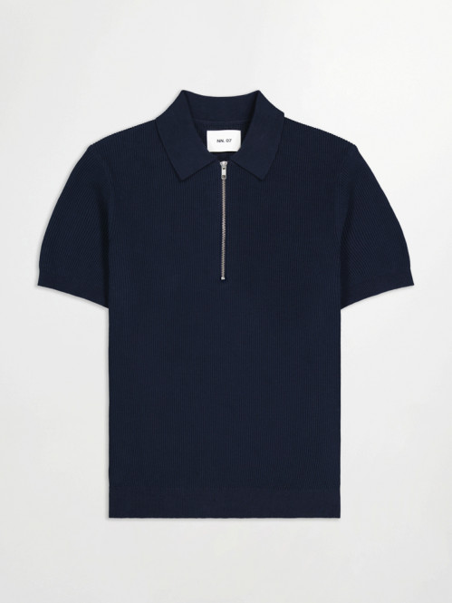 Hansie ss zip polo navy mel 