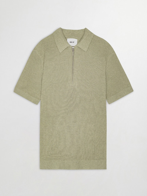 Hansie ss zip polo sage green 