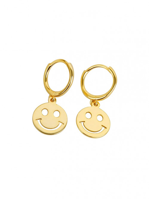 Happy face earrings gold 