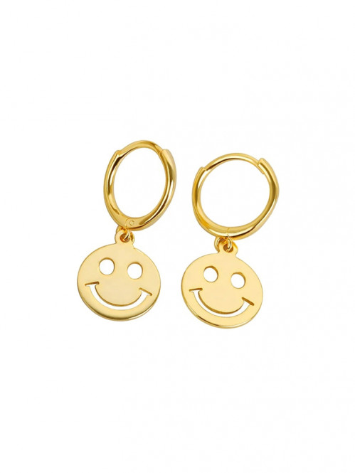 Happy face earrings gold OS