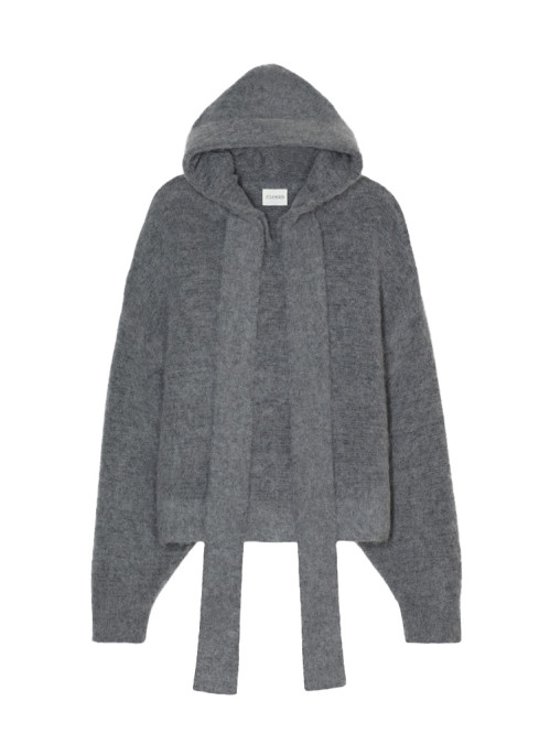 Hoodie with bow tie dk grey mel 