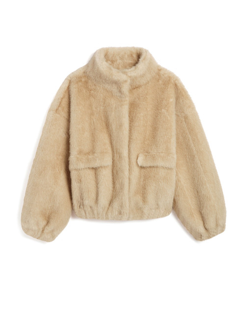 Iris shaved mink bomber latte multi 