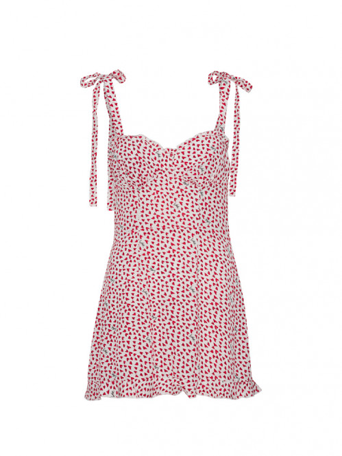 Printed mini ruffle dress happy hearts 