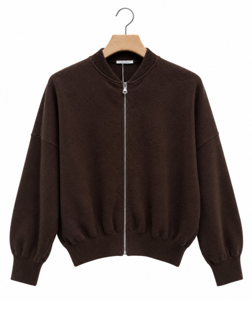 Jackie zip cardigan brown 