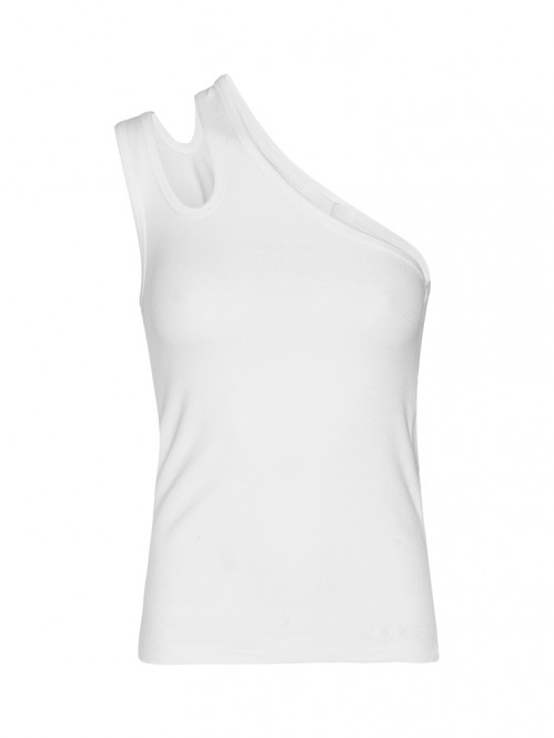 Jersey one-shoulder top bright white 