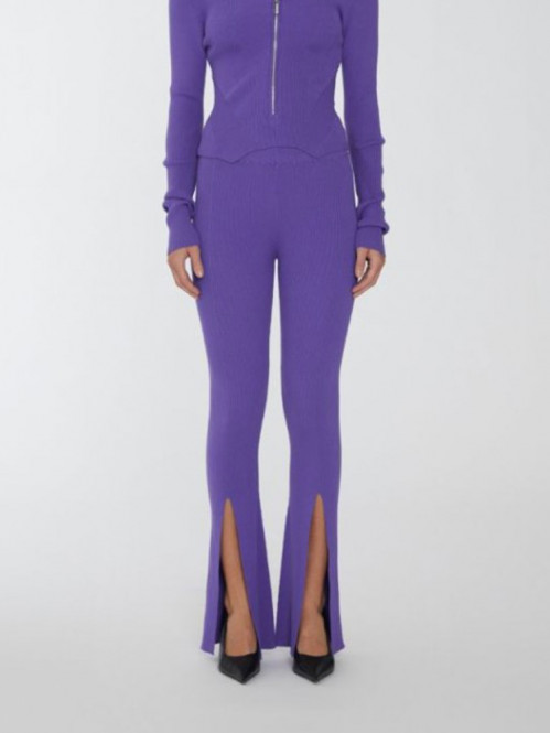 Knit slit pants bright purple 