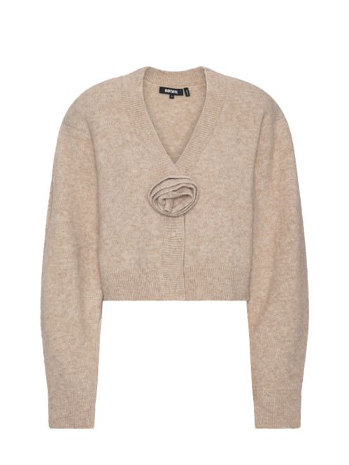 Knit flower cardigan oxford tan 