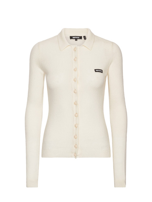 Knitted polo top egret 