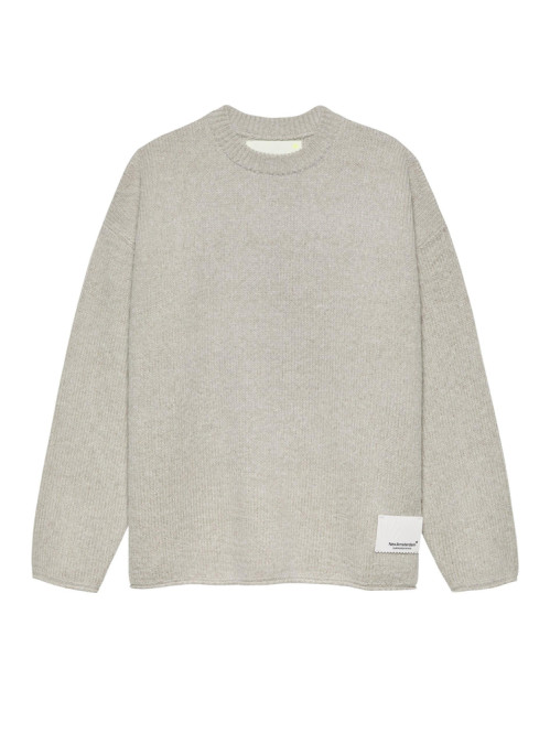 Knitted stamp crewneck pullover grey mel 