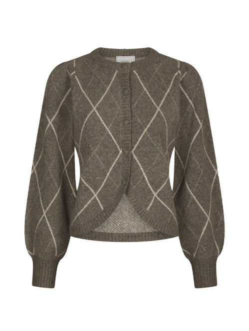 Koteas check knit cardigan taupe 