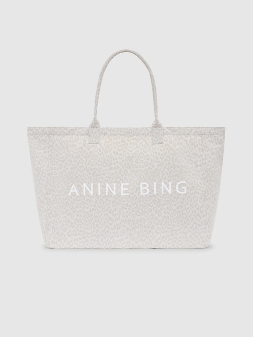 Leo canvas tote bag white leopard 