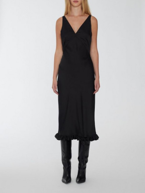 Light satin frill detaildress black 